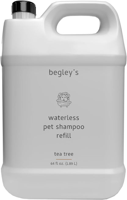 Begley's No Rinse Waterless Pet Shampoo, Bathless Cleaning, Deodorizing, and Odor Removal for a Shiny, Fresh Smelling Coat - Effective for Dogs, Puppies, and Cats - Refill, Fresh Tea Tree