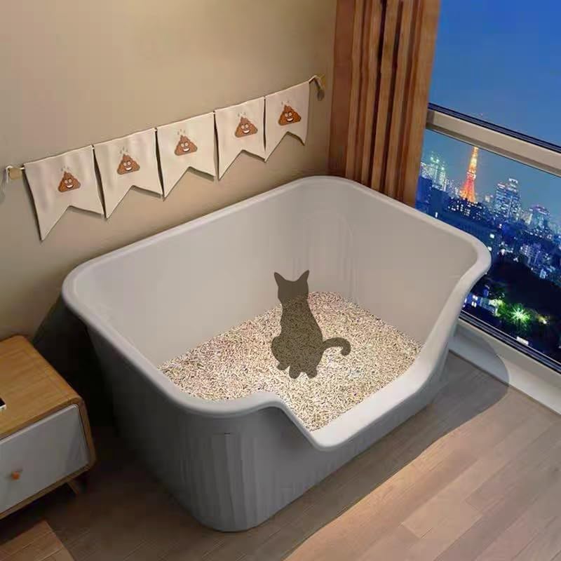 Vealind Extra Large Cat Litter Box 31''×21''×16'', Jumbo Litter Box for Big Cats or Multiple Cats, High Sided Litter Pan, Leak-Proof & Anti-Splashing, Easy Clean & Durable (Grey)