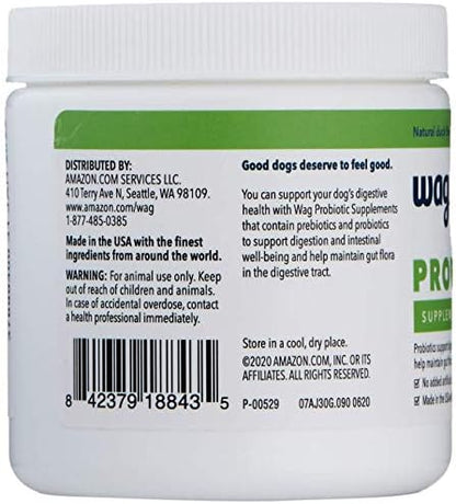 Amazon Brand - Wag Probiotic Supplement Daily Chews for Dogs, Supports Digestion and Gut Health, Natural Duck Flavor, 90 count