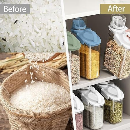 1 Piece Cereal Containers Storage, 2.8L/95oz Airtight Large Dry Food Storage Containers with Pouring Spout Measuring Cup for Snacks Grain Rice,BPA Free Dispenser Plastic Bin, 1PC