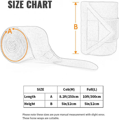 Horse Polo Leg Wraps Soft Fleece Wraps Equestrian Leg Bandage 4-Pack (Cob(8.2ft), White)