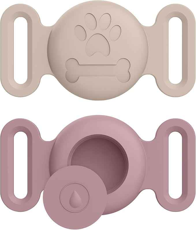 2 Pack Case for Airtag Dog Cat Collar Holder, Soft Silicone Anti-Lost Waterproof Protective Case Compatible with Apple Airtag, for Pet Dog Cat Collars Holder