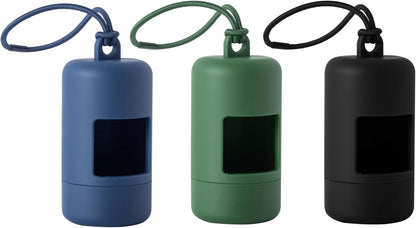 SLSON 3Pack Dog Poop Bag Holder for Leash Lightweight Pet Waste Bag Dispenser with Leash Attachment Portable Plastic Doggie Poop Bag Dispensers,Blue Green Black