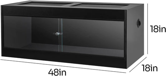 OIIBO 67 Gallon Reptile Original Wood Enclosure, 48"x18"x18" Large Reptile Terrarium with Double Hinge Sliding Doors and Top Screen Ventilation Reptiles Habitat Lounge Black