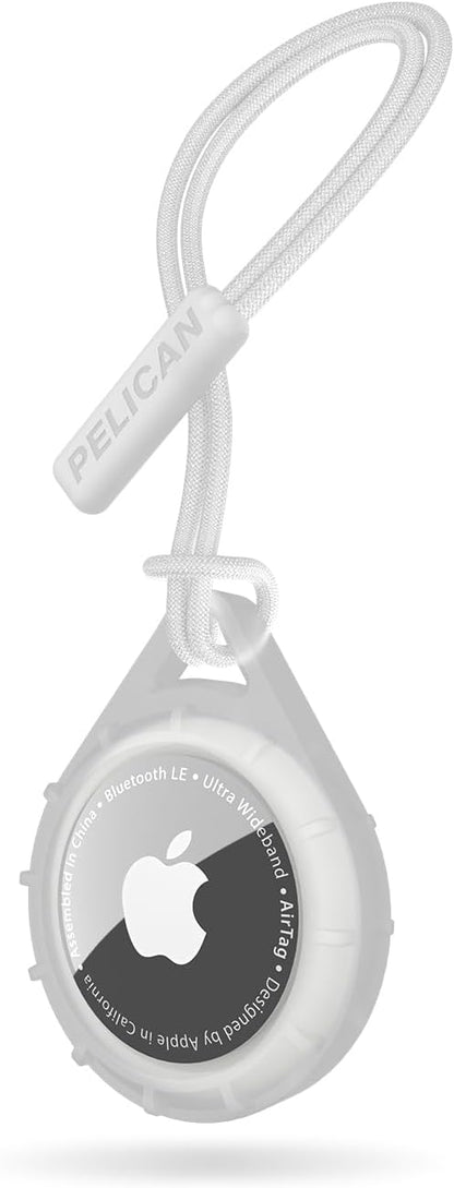 Pelican Protector AirTag Holder - AirTag Keychain w/Rugged Strap Loop [Impact Resistant] [Travel Essentials] - Protective Air Tag Case for Dog Collar, Backpack, Keys, Luggage - Clear