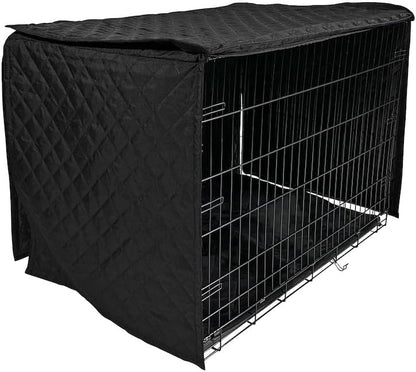 4Knines Quilted Dog Crate Cover – Heavy-Duty, Water-Resistant Fabric for Indoor/Outdoor Use – Durable Travel Cage Cover for Training, Weather Protection – Fits 48-Inch Crates – Black