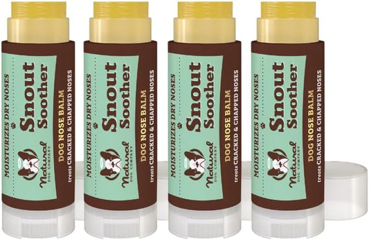 Natural Dog Company Snout Soother Balm Bundle, with 4 Travel Sticks (0.15 oz Each), Wax for Dry, Cracked Noses, Heals & Moisturizes with Shea Butter & Coconut Oil, Lick-Safe Nose Butter, Made in USA