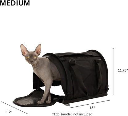 SturdiBag Pro 2.0 Pet Travel Carrier with Flexible Height for Cats and Dogs | Soft Sided Pet Carrier Bag with Safety Clips and Seatbelt Straps for Airplane or Car Travel | Medium, Smoke