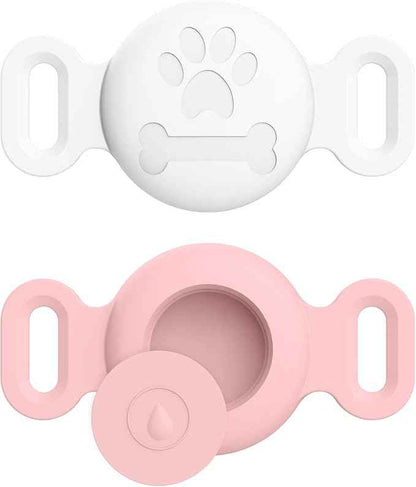 2 Pack Case for Airtag Dog Cat Collar Holder, Soft Silicone Anti-Lost Waterproof Protective Case Compatible with Apple Airtag, for Pet Dog Cat Collars Holder
