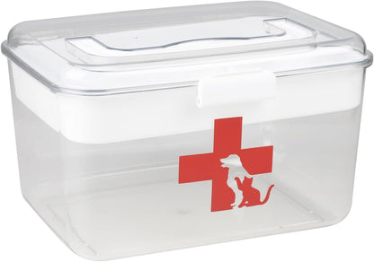 2 Layers Dog First Aid Kit box,Large First Aid Kit Bin,Medic Box for Dog Cat,Empty First Aid Box,Medicine Organizer with Built in Handle,Family or Dog Travel Camping Emergency Tool Set