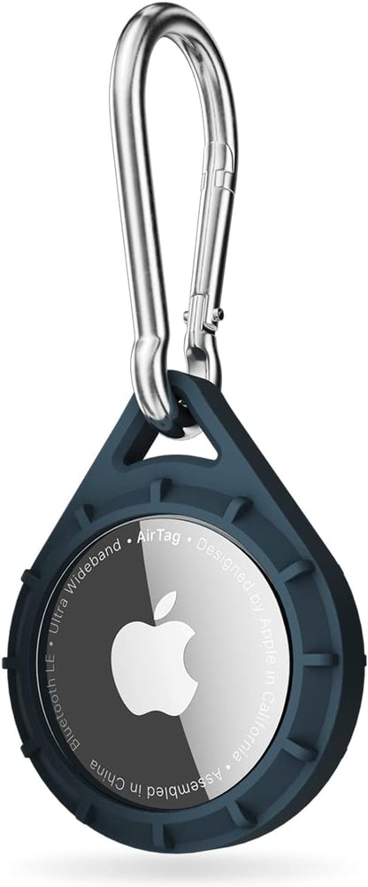 Pelican Protector AirTag Holder - AirTag Keychain W/Stainless Steel Carabiner Clip [Impact Resistant] [Travel Essentials] - Protective Air Tag Case for Dog Collar, Backpack, Keys, Luggage - Navy