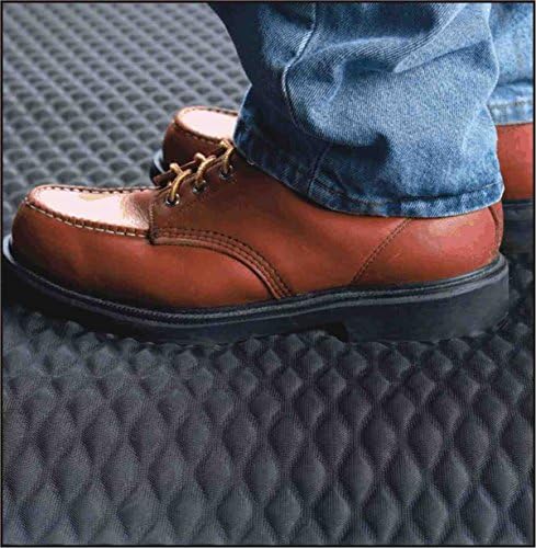 American Floor Mats Hog Heaven Premium 7/8" Black & Yellow Border 3' x 12' Nitrile Backed Anti-Fatigue Comfort Mat