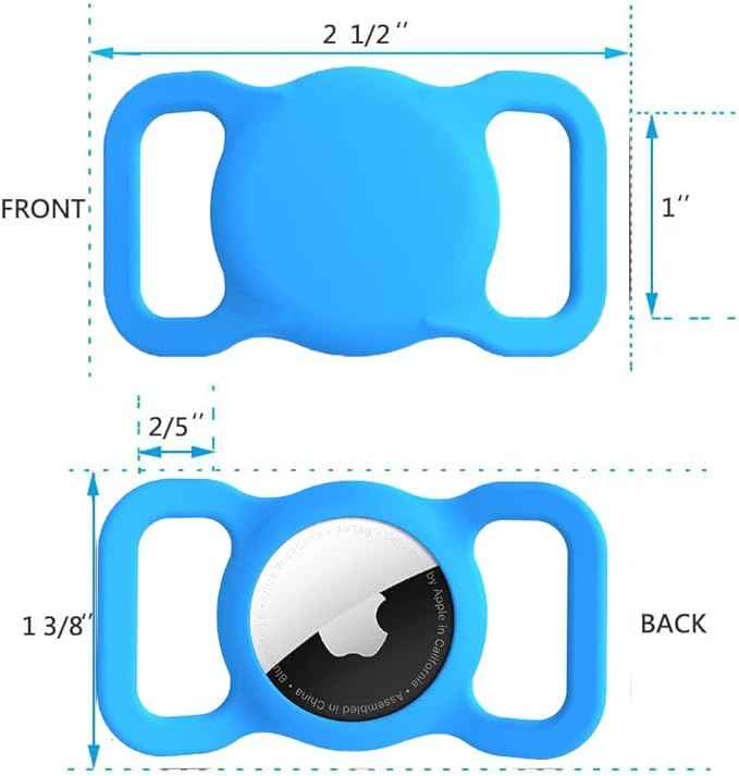 SWINCHO for AirTag 1st & 2nd Generation Holder[2 Pack] Waterproof High-Strength Elastic Silicone AirTag Dog Collar Holder (Blue&Pink)