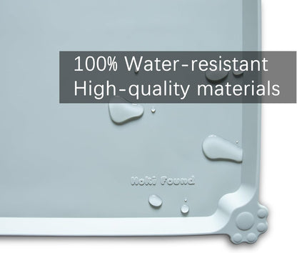 Hoki Found Silicone Pet Food Tray - High-Lips Dog Cat Bowl Mats - Waterproof Dog Cat Food Mats - Battleship