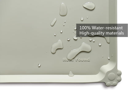 Hoki Found X-Large Silicone Pet Feeding Mats - Non Slip, Waterproof Dog & Cat Food Mats - Placemats for Carpet - Cream Green