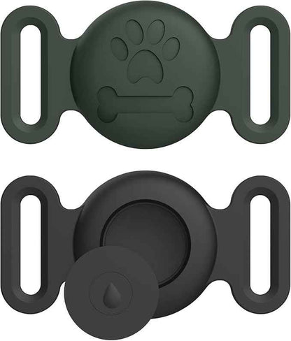 2 Pack Case for Airtag Dog Cat Collar Holder, Soft Silicone Anti-Lost Waterproof Protective Case Compatible with Apple Airtag, for Pet Dog Cat Collars Holder