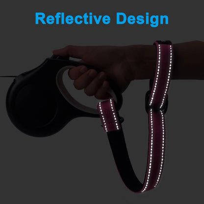 PetBonus Short Dog Leash, Safety Wrist Strap for Retractable Dog Leash, Reflective Design and Adjustable Soft Padded Handle, Extra Layer Security for Pet Stroller (Pink) 1 Pack