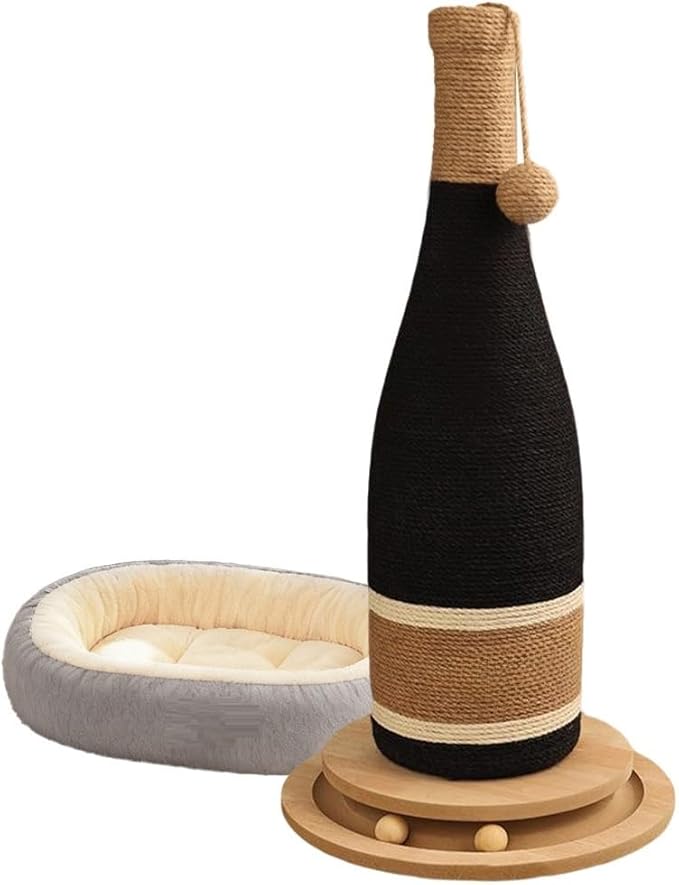 Premium Natural Hemp Cat Scratcher, Durable Scratching Post for Indoor Cats, Stable Climbing Pole, Furniture Protector, Kitten Play Tower, Activity Center with Bonus 20 X 15” Pet Bed