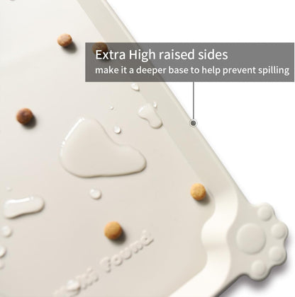 Hoki Found Large Silicone Non Slip Pet Feeding Mats - Waterproof Dog Cat Food Mats - Cream Brown
