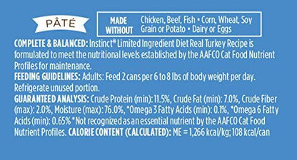 Instinct Limited Ingredient Diet, Natural Wet Cat Food, Grain Free Recipe - Real Turkey, 3 oz. Cans (Pack of 24)