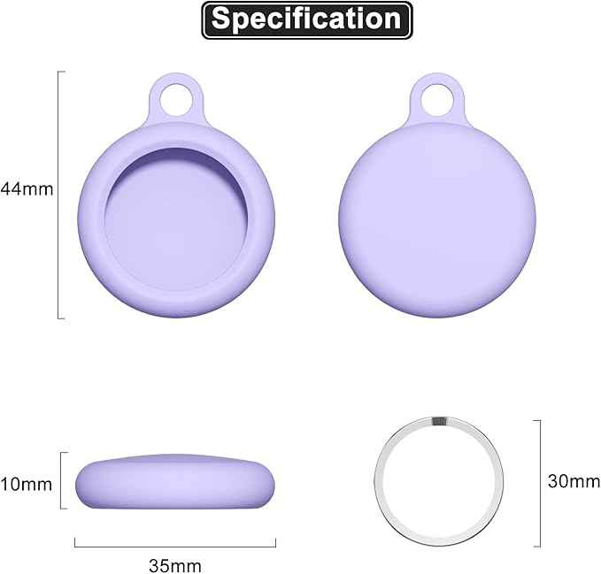 oakxco for Airtag Keychain Silicone, Airtag Holder with Key Ring, Air Tag Cover Cute Accessories for Kids, Luggage, Car Dog Collar, Car, Compatible with Apple Airtag Case Waterproof Tracker, Lavender