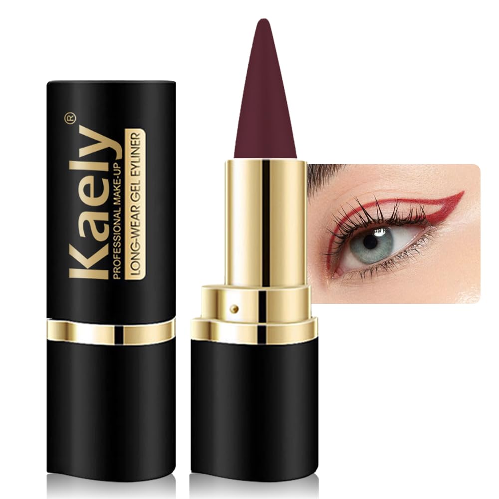 evpct 1Pcs Dark Red Gel Eyeliner Pencil Eye Black Face Paint Stick Makeup Set Waterproof Matte Cream Crayon Eyeliner Pencil Set Cat Eye Liners Eyeshadow Guide delineador de ojos contra el agua