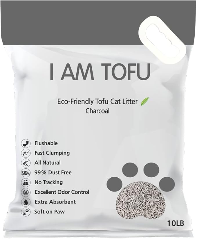 I AM TOFU - Tofu Cat Litter, Natural Flushable Extra Clumping Pellet Litter, 10LB x 3 (Honey Peach 2 & Charcoal 1)