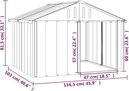 vidaXL Dog House - Durable Galvanized Steel Construction - Weatherproof Dog Kennel - Easy Access with Spacious Entrance - Ideal Outdoor Pet House - Gray