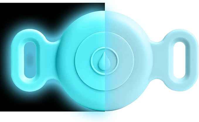 Dog Safety Pendant, Collar Holder for AirTag 2nd & 1st Gen, Pet Tracker Accessory for Dog GPS Tracking, Durable Silicone, Waterproof & Shock-Resistant, Anti-Scratch (Nightlight Blue, Small)