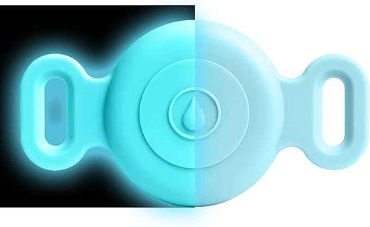 Dog Safety Pendant, Collar Holder for AirTag 2nd & 1st Gen, Pet Tracker Accessory for Dog GPS Tracking, Durable Silicone, Waterproof & Shock-Resistant, Anti-Scratch (Nightlight Blue, Small)