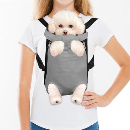 FEimaX Dog Carrier Backpack Pet Legs Out Front Cat Travel Bag, Adjustable Puppy Backpacks Carriers Hands-Free for Small Medium Dogs Cats Hiking Traveling Camping Daily Walking (Large, Grey)
