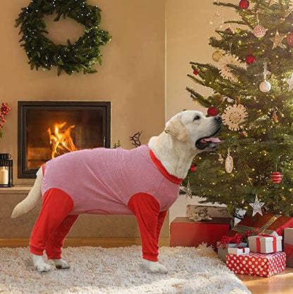 Yeapeeto Dog Onesie Surgery Recovery Suit for Large Medium Bodysuit Dogs Pajamas PJS Full Body for Shedding, Prevent Licking, Wound Protection, Cone Alternative (6X-Large (Pack of 1), Red)