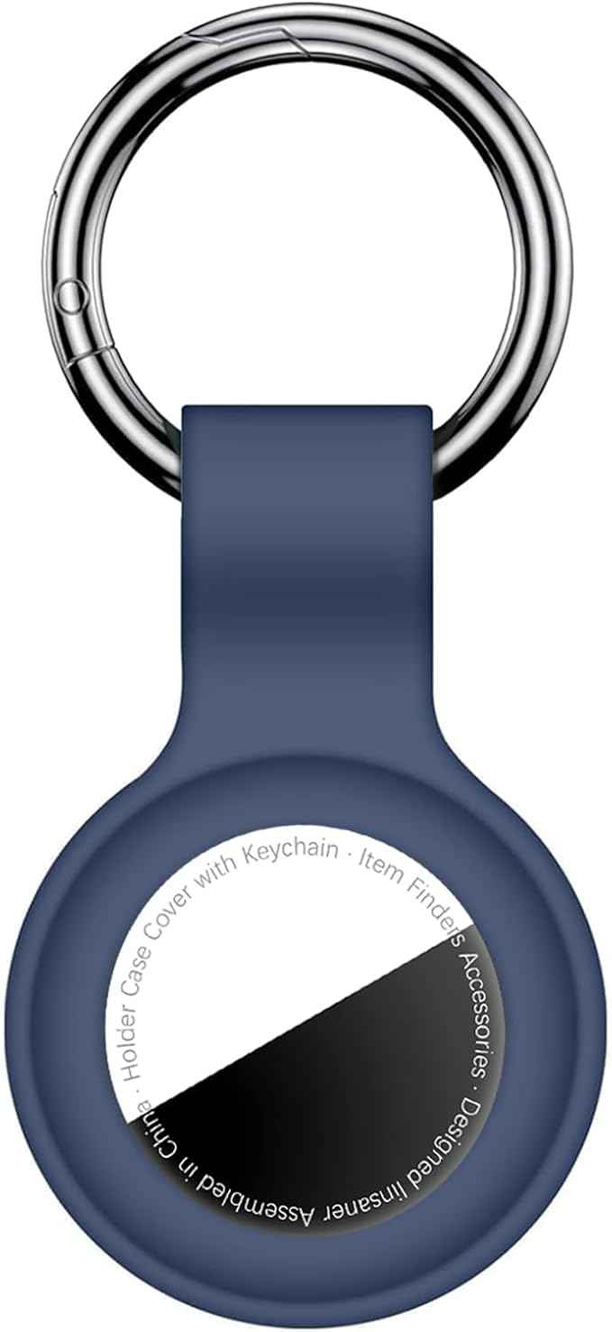 Case for AirTag 2nd Gen (2026) & 1st Gen, Silicone Holder Keychain Key Ring, Protective Cover for Apple for Air Tags, GPS Finder Accessories for Bags, Pets, Kids, Luggage, Dark Blue