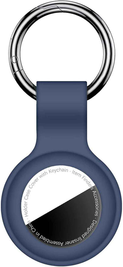 Case for AirTag 2nd Gen (2026) & 1st Gen, Silicone Holder Keychain Key Ring, Protective Cover for Apple for Air Tags, GPS Finder Accessories for Bags, Pets, Kids, Luggage, Dark Blue