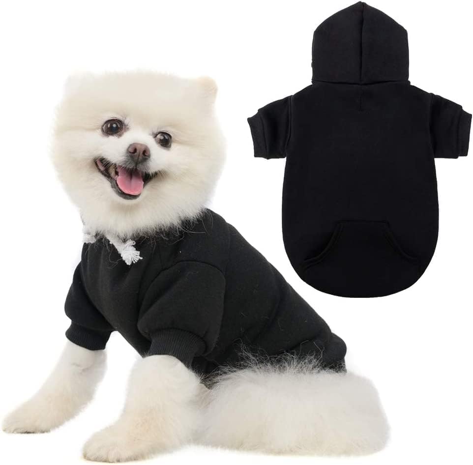 KOOLTAIL Basic Dog Hoodie - Soft and Warm Dog Hoodie Sweater with Leash Hole and Pocket, Dog Winter Coat, Cold Weather Clothes Sweatshirt for Small Medium Large Dogs Puppy Cat Boys Girls Black M