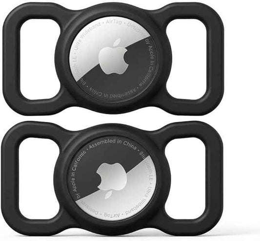 SWINCHO for AirTag 1st & 2nd Generation Holder[2 Pack] Waterproof High-Strength Elastic Silicone AirTag Dog Collar Holder (2xBlack)