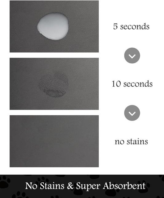 Pet Feeding Mat-Absorbent Dog Mat for Food and Water Bowl-No Stains Quick Dry Water Dispenser Mat-Dog Accessories Pet Supplies-Bowl for Messy Drinkers（Darkgrey,17"x34"
