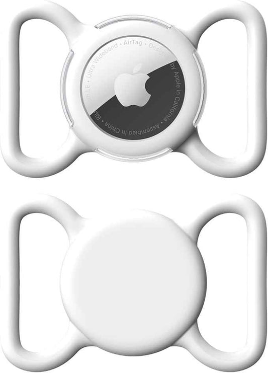 Waterproof Airtag Holder for Dog Collar, Soft Full-Body Protective Airtag Holder for Dog & Cat Collars, Ultra-Durable, Easy Installation, Lightweight Clear Airtag Case (White, Large)