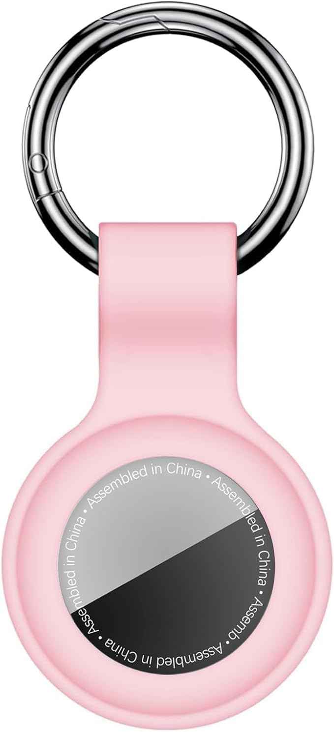 Compatible with AirTag Case Keychain for Air Tag Holder Silicone for AirTags Key Ring Cases Tags Chain foe for Apple for AirTag GPS Item Finders Accessories，Pink