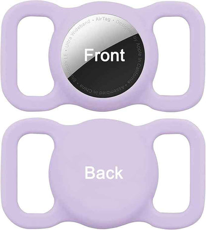 2 Pack Protective Air tag Case for Dog Collar, Pet/Dog Collar Holder Case Compatible with Apple Air Tag, Waterproof Air tag Loop for GPS Tracker Lightweight Soft Anti Scratch Anti Lost Navy Purple