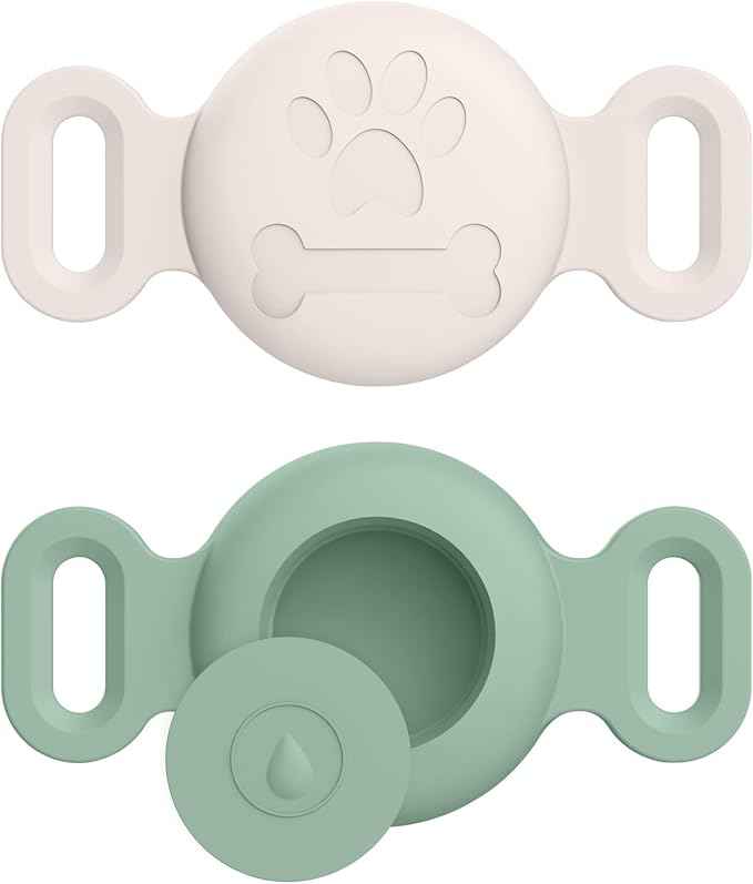 2 Pack Case for Airtag Dog Cat Collar Holder, Soft Silicone Anti-Lost Waterproof Protective Case Compatible with Apple Airtag, for Pet Dog Cat Collars Holder