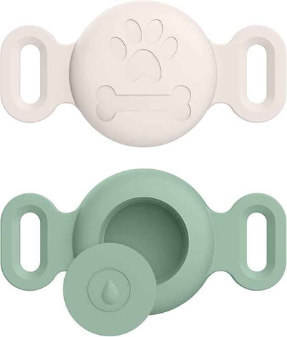 2 Pack Case for Airtag Dog Cat Collar Holder, Soft Silicone Anti-Lost Waterproof Protective Case Compatible with Apple Airtag, for Pet Dog Cat Collars Holder
