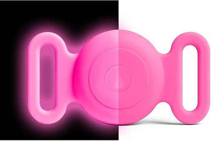 Dog Safety Pendant, Collar Holder for AirTag 2nd & 1st Gen, Pet Tracker Accessory for Dog GPS Tracking, Durable Silicone, Waterproof & Shock-Resistant, Anti-Scratch (Nightlight Pink, Medium)