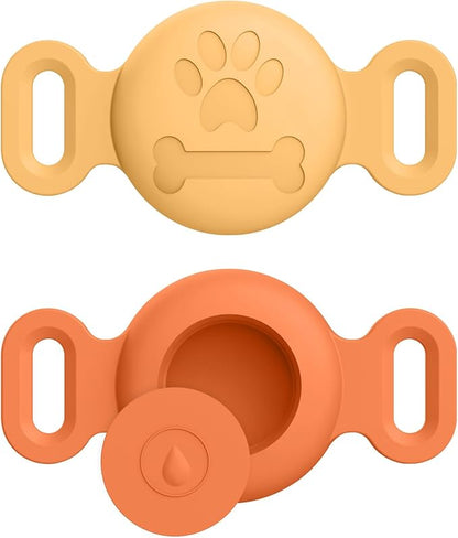 2 Pack Case for Airtag Dog Cat Collar Holder, Soft Silicone Anti-Lost Waterproof Protective Case Compatible with Apple Airtag, for Pet Dog Cat Collars Holder