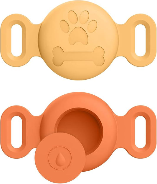 2 Pack Case for Airtag Dog Cat Collar Holder, Soft Silicone Anti-Lost Waterproof Protective Case Compatible with Apple Airtag, for Pet Dog Cat Collars Holder