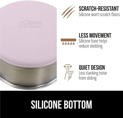 GORILLA GRIP Set of 2 Dog Bowls, Holds 6 Cups (48 fl oz), Heavy Duty Metal Food and Water Bowl for Feeding Dogs and Cats, Dishwasher Safe, Rust Resistant Stainless Steel, BPA Free Rubber Base, Lt Pink