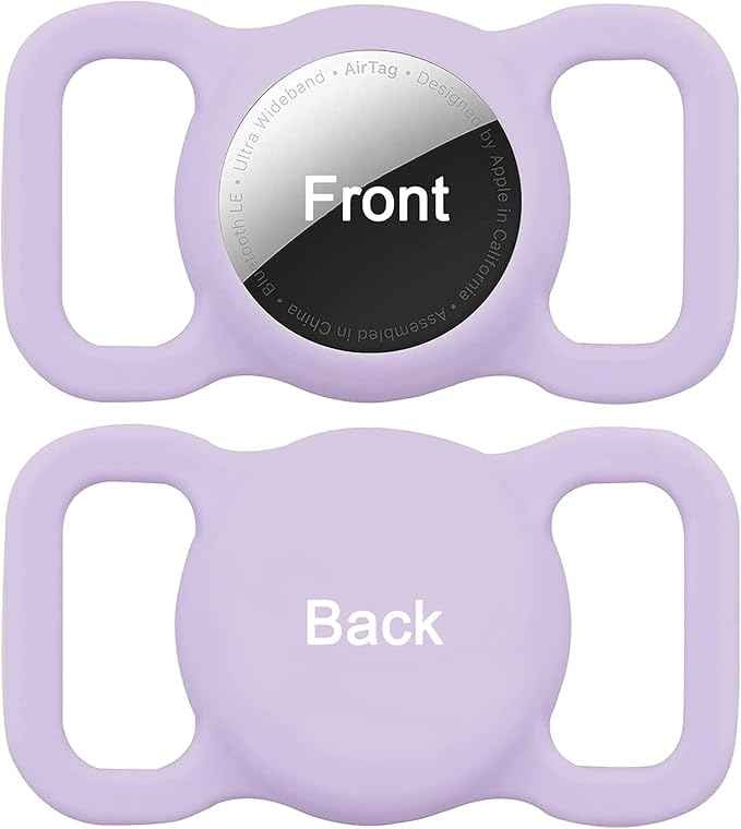 2 Pack Protective Air Tag Case for Dog Collar, Pet/Dog Collar Holder Case Compatible with Apple Air Tag, Waterproof Air tag Loop for GPS Tracker Lightweight Soft Anti Scratch Anti Lost Blue Purple