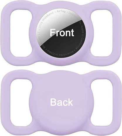 2 Pack Protective Air Tag Case for Dog Collar, Pet/Dog Collar Holder Case Compatible with Apple Air Tag, Waterproof Air tag Loop for GPS Tracker Lightweight Soft Anti Scratch Anti Lost Blue Purple