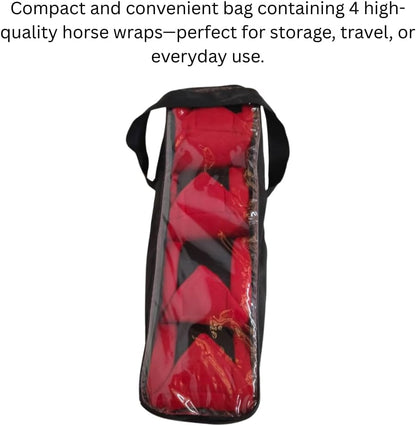 Horse Leg Bandage/Horse Leg wrap (Set of 4) Red, Blue, Navy Blue, and Black (RED)