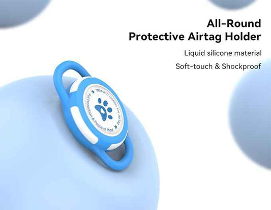 Airtag Dog Collar Holder, Durable & Lightweight Airtag Case, Slide-on Waterproof Protective Air Tag Holder for Dog Collar - for Dogs and Cats (Blue, Small)